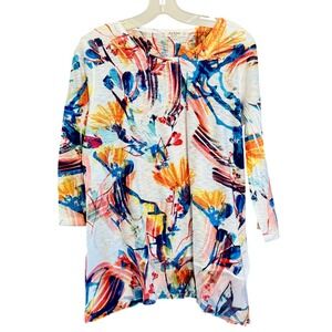 Jess & Jane Small "Charlotte" Long Sleeve‎ Tunic  Print Made In USA